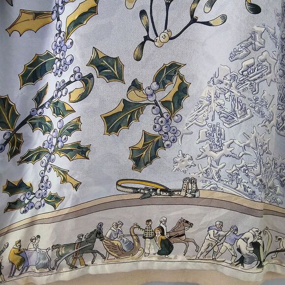 Hermes Margiela Winter Skiers & Holly Silk Wool Blend Polo Style Sweater Size S - Picture 5 of 12